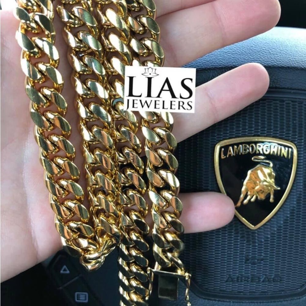 New 18k yellow gold filled Cuban link chain
